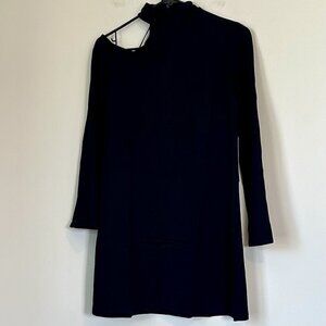 NWT Susana Monaco Mock Neck Cutout Shoulder Black Dress - Medium